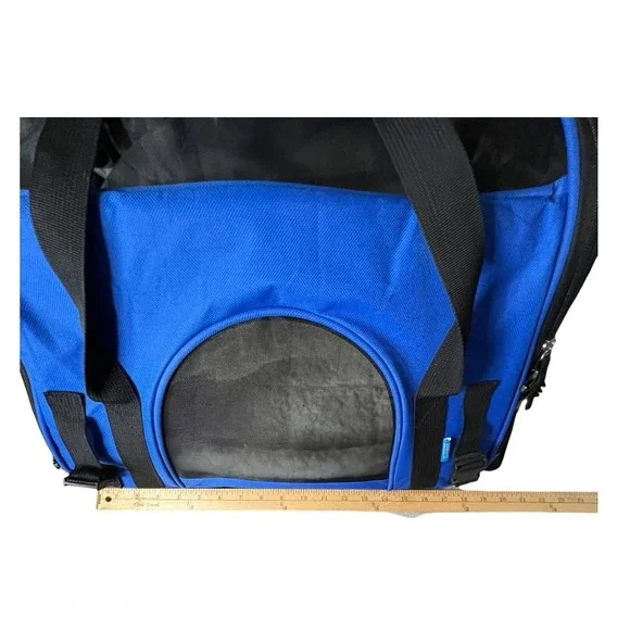 OxGord Blue Soft Sided Pet Carrier Small Dog/Cat Travel Bag with Fleece Bed 18in - Picture 5 of 7
